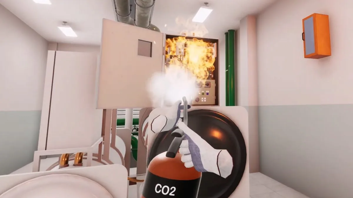 VR fire safety training: extinguishing an electrical panel fire with a CO2 extinguisher