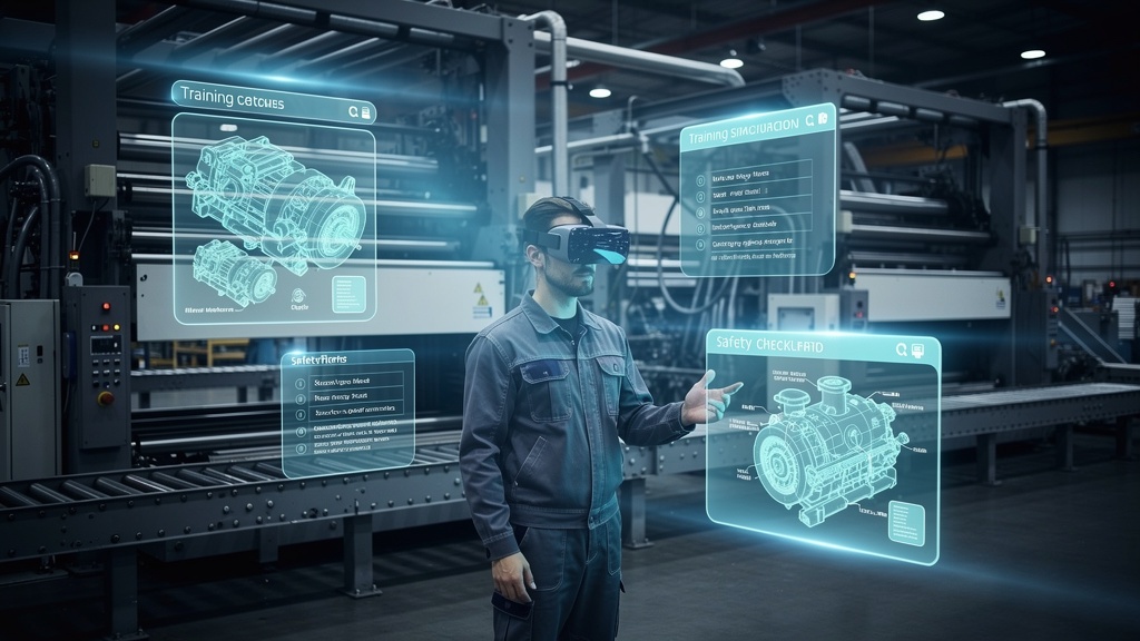 Industrial VR Training — worker in factory with VR headset
